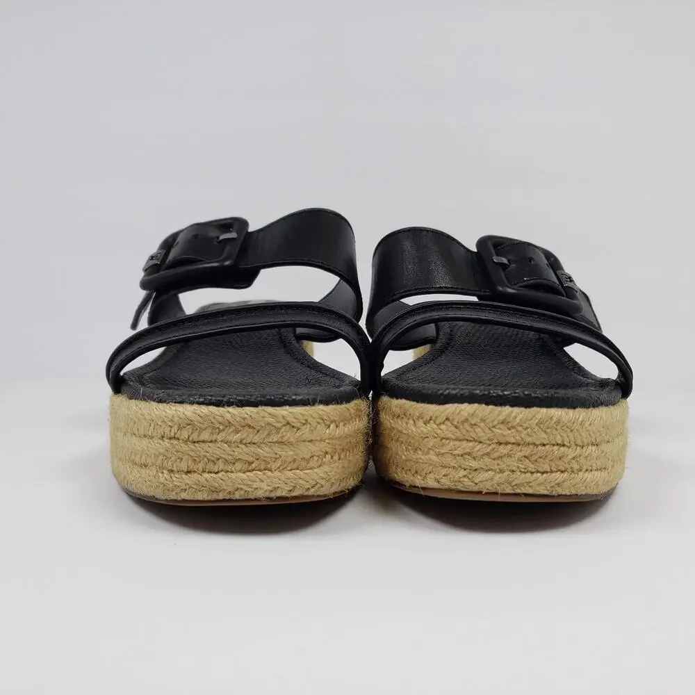 Sam Edelman Carson Womens Size 11 Black Brown Espadrille Wedge Platform Sandals